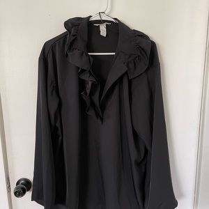 H&M Ruffle collar black blouse. Size small.